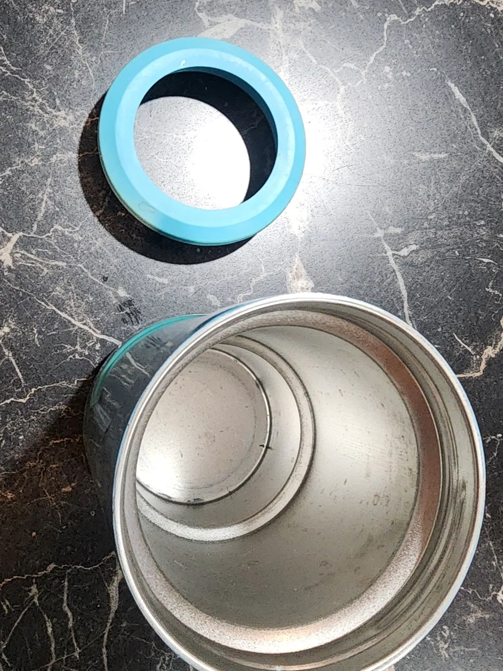 Holographic Light Blue Stainless Can Cooler with Top